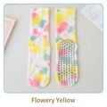 Tie-dye yoga socks in yellow and grey with non-slip silicone grip on the sole - Size 36-42 / Yellow