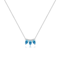 Elegante collana corona in argento 925 con pietre blu a forma di pera e piccoli diamanti - Argento 925 / Platino