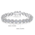 5mm round tennis bracelet in white gold finish with 8mm halo cubic zirconia settings - 7.0 Inches / 5mm / White Gold