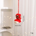 Red and white knitted Christmas stocking ornament with size labels and festive lights - Boots-Small