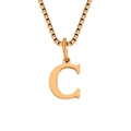 Minimalist rose gold stainless steel necklace featuring a polished letter C pendant - Letter C-Rose Gold