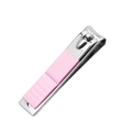 Coupe-ongles professionnel en acier avec poignée antidérapante rose texturée - Petit coupe-ongles à bouche plate / Rose