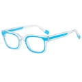 Montura de gafas cuadrada bicolor en color transparente y azul cielo brillante - Transparente Azul