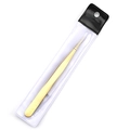 Golden stainless steel eyelash tweezers in transparent plastic hanging package - Titanium Gold Peacock Clip