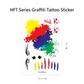 Wasserdichtes Sport Tattoo Aufkleber im Graffiti Stil mit bunten Tuschspritzern Design - Graffiti Augen & Mehrfarbiger Spritzer Stil (HFT-002) / 14.5*21CM