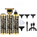 3-in-1 cordless electric hair clipper set with gold dragon carving for men's grooming - 3-in-1 Dragon Multifunction Kit - Metal Body