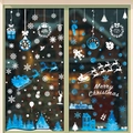 Blue and white Christmas window stickers with Santa sleigh, reindeer and snowflake designs - 7-Pack Combination BQ402+405+410+411+423+425+426