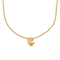 Collar de acero inoxidable chapado en oro de 18K con colgante de letra C estilo globo - Letra C / Dorado