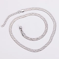 Detail of silver stainless steel snake chain with lobster clasp and extension link - Steel Color Stripe Pattern