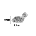 Silver bow cartilage stud with zircon inlays and screw back closure measurement - 8# Folded Ear Shape (HSPJ093-8) / Silver