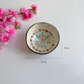 Handmade coconut shell bowl with green floral shell inlay, 13cm diameter natural craft bowl - Green Flower Style 13cm
