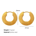 Orecchini a cerchio spessi in acciaio inossidabile placcati oro 18k da 27mm lucido - Stile Grande Largo (EH244金色耳环) / Oro