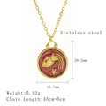 Golden stainless steel Aquarius zodiac pendant necklace with deep red enamel and star - Aquarius