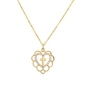 Collana minimalista dorata a cuore con pendente croce e zirconi micro-incastonati - Oro