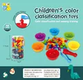 Rainbow dinosaur sorting toy set with colorful counting animals and matching bowls - Dinosaur Set 48 PCS