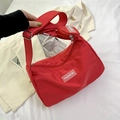 Red large capacity tote bag with matching coin purse and fashion letter tag - Red