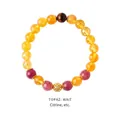Polished citrine beaded bracelet with tiger eye stones and golden filigree bead - Citrine Tiger Eye Multi-Gem Style (WB335)