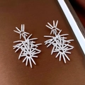 Detalle macro de pendientes de estrella plateados con circonitas sobre una bandeja - Plata-Pin de Plata-Fuegos Artificiales