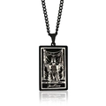 Justice tarot card pendant necklace in black vintage stainless steel finish - Justice / Black