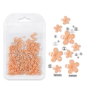 Orange pink 3mm and 6mm resin five-petal flowers with silver beads for nail art DIY - Orange Flower With Silver Bead