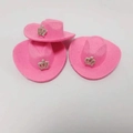 Mini cappelli da cowboy olografici rosa con corone per decorazione bottiglie party - Tessuto non Tessuto Rosa con Corona