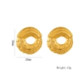 Golden round earrings with vertical wave and hammered textures measuring 30mm by 28mm - 1139 Gold