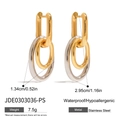 Detailed size specifications for two-tone gold and silver U-shaped stainless steel earrings - Gold and Silver
