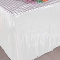 Weiße Kunststoff-Fransen-Tischdecke mit Quasten für Halloween DIY Party Tischdeko - Macaron Weiß Feiner Seidentischrock