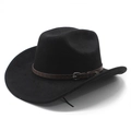 Cappello da cowboy western classico nero in finta pelle scamosciata con fascia marrone - M (56-58cm) / Nero Pelle Scamosciata