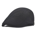 Classic black quilted beret flat cap for men with BUSTLING embroidery and adjustable strap - Adjustable (54-62cm) / Classic / Black