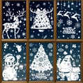 Lot de stickers de fenêtre de Noël blancs avec rennes, sapins et Père Noël décoratif - Ensemble de 6 (Renne Blanc Élégant/Cloches/Père Noël)