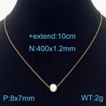 Minimalistische vergoldete Stahlhalskette mit weißem Perlenanhänger und verstellbarer Kette - Einzelperle Gold mit Spezifikationen (KN235350-KFC)
