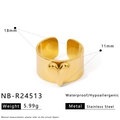 Vista tecnica dell'anello a cuore dorato con diametro 18mm e larghezza della fascia 11mm - Colore Oro (NB-R24513)
