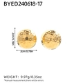 Minimalist 18K gold geometric round earrings with a unique hammered metal texture finish - Round Stud Earrings (R03-2-240618-17) / Gold