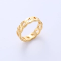 Anello elegante a maglia cubana dorata per donna in acciaio inossidabile lucido - US 5 / Oro