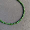 Handmade beaded necklace with green malachite texture stones and gold metal spacers - 17#