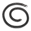 Collar de cadena cubana punk hiphop para hombre en color negro con cierre de langosta - Negro