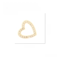 Macro view of 15mm copper-gold heart pendant with white zircon inlays and dimensions - P00963-Heart Hollow Design