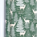 Rotolo di carta regalo di Natale verde con renne, alberi e scritte Merry Christmas - Serie Natalizia - Renna nella Neve / 0.43*3M/Rotolo