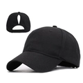 Détail de l'ouverture pour queue-de-cheval à l'arrière de cette casquette de baseball - Adulte, Réglable / Noir