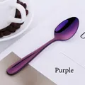 Mini-Kaffeelöffel aus Edelstahl mit violettem Farbverlauf für Zuhause und Café - Regulär 14cm / Lila
