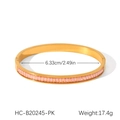 Détails du bracelet en acier inoxydable doré 18K serti de zircons roses avec dimensions - Style Zirconium Rose (HC-B20245-PK)