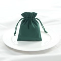 Dark green velvet jewelry drawstring pouch for luxury gift packaging and storage - 8*10cm / Dark Green