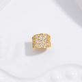 Close-up of a gold barrel bead with pavé-set zircons for DIY jewelry making - Gold Large Tilted Spacer Bead 5.5*7mm