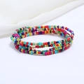 Macro detail of colorful double-layered beaded chain for waist or beach bikini style - 80cm / Multi-color/Red Blue Green Yellow Gold