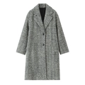 Lange visgraatjas voor dames met dubbele knoopsluiting en stijlvolle inkeping revers - XS / Grijs