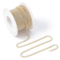 Durable gold base pearl and rhinestone claw chain for DIY jewelry making, wound on a white spool - 1 Yard / AB Rhinestone/Gold Base A+ Pearl/2mm