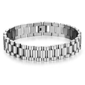 Pulsera de hombre de 15mm en acero inoxidable plateado con diseño de correa de reloj - Color Acero