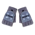 Grey-purple knit convertible fingerless gloves with N Sport logo and button detail - L / Sporty Dark Gray