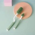 Silicone baby bottle and nipple brush set in light green and white morandi tones - Green 2-Piece Set